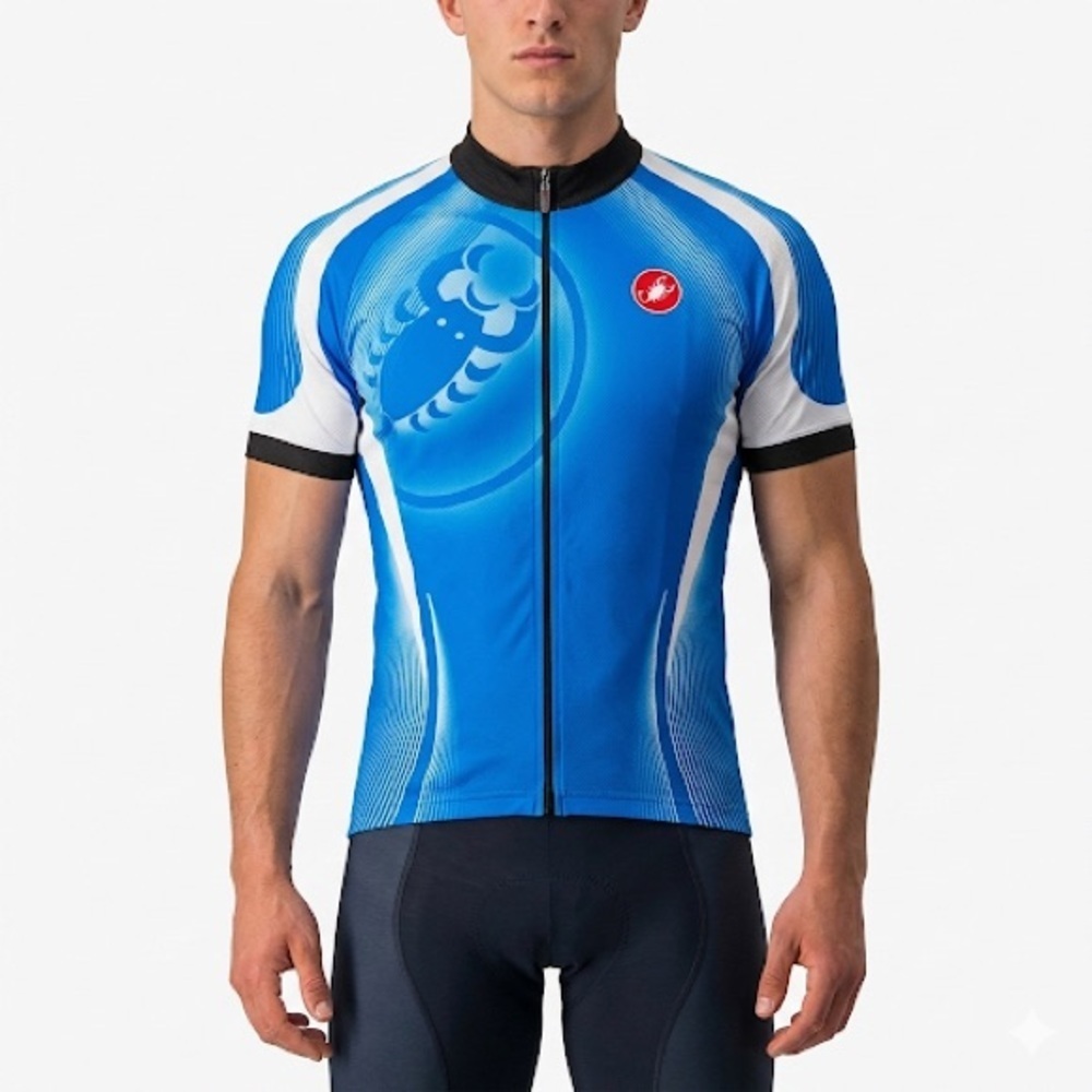 Castelli Mens Short Sleeve Cycling Jersey Blue Scorpion M